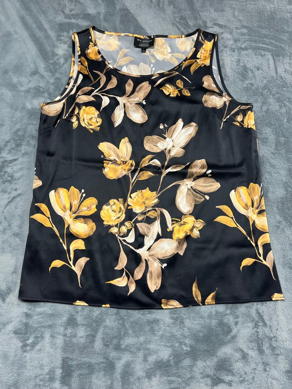 St. John Black with Gold Tank Silk Woman’s Top